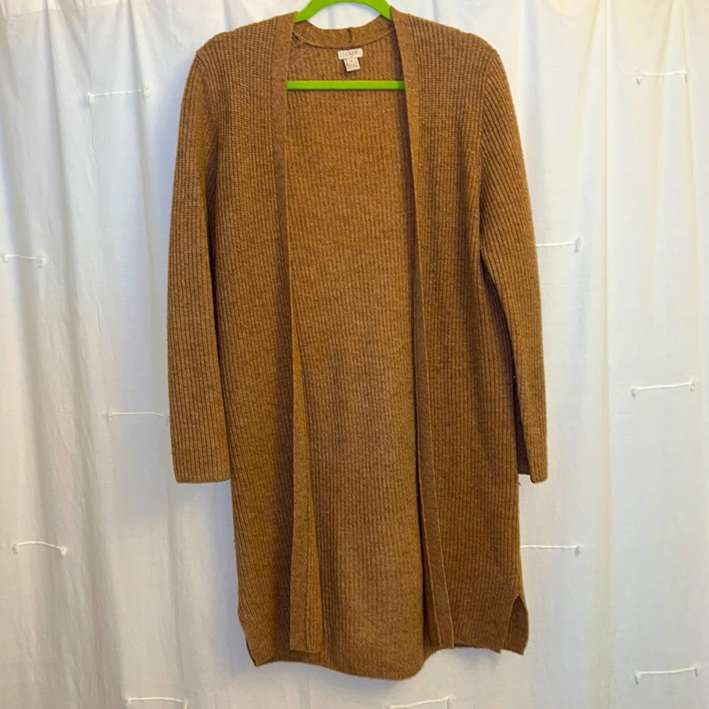 J.Crew Long Cardigan Sweater Brown/Tan Sz M